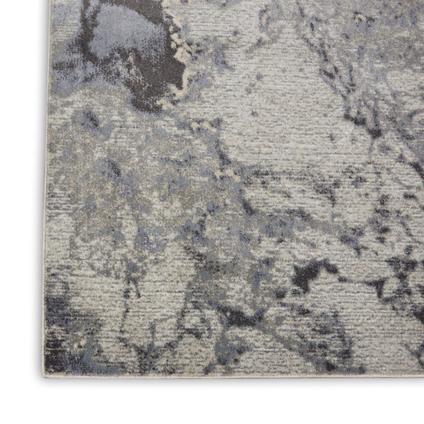HomeRoots 9' Modern Abstract Area Rug in Gray, Black, and Ivory - Durable, Soft, and Stylish for Any Room 9' X 13' 555918