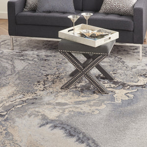 HomeRoots 9' Modern Abstract Area Rug in Gray, Black, and Ivory - Durable, Soft, and Stylish for Any Room 9' X 13' 555918