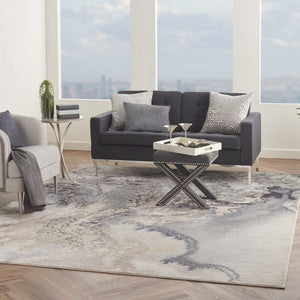 HomeRoots 9' Modern Abstract Area Rug in Gray, Black, and Ivory - Durable, Soft, and Stylish for Any Room 9' X 13' 555918