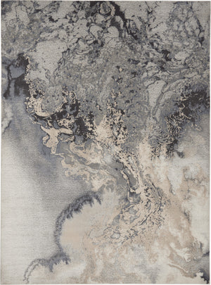 Homeroots 9' X 12' Gray Black And Ivory Abstract Area Rug  Polyester 555921