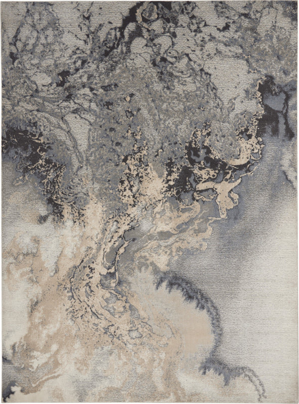 Homeroots 10' X 14' Gray Beige And Ivory Abstract Area Rug  Polyester 555922