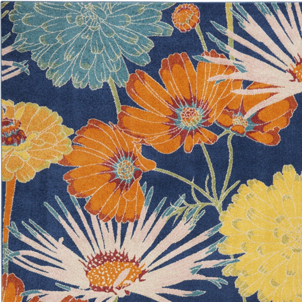 Homeroots 9' X 12' Blue Botanical Leaves Power Loom Area Rug  Polypropylene 555927