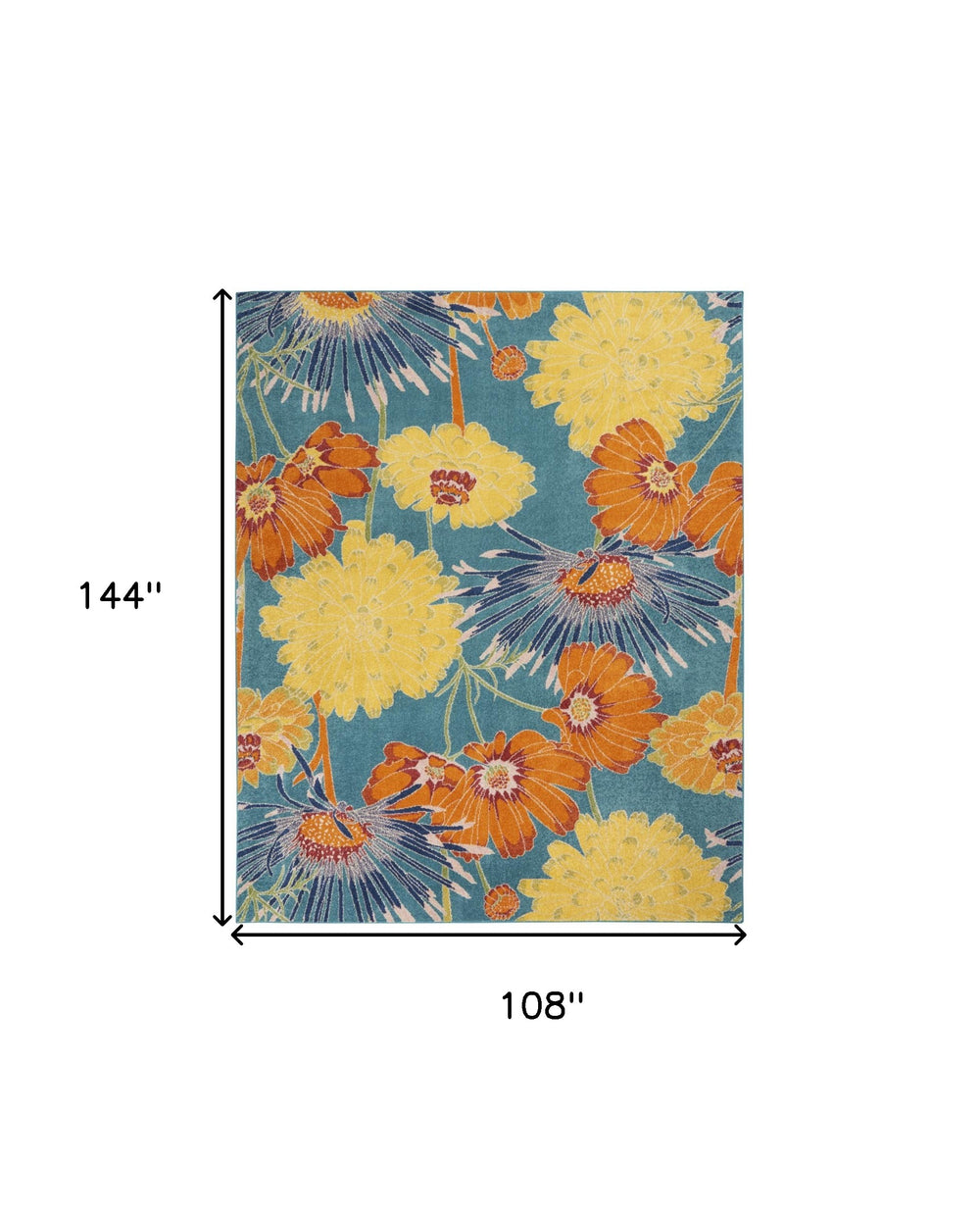 Homeroots 9' X 12' Blue Botanical Leaves Power Loom Area Rug  Polypropylene 555928