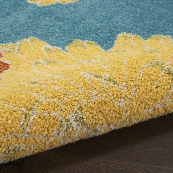 HomeRoots 9' Blue Botanical Leaves Area Rug - Elegant Power Loom Construction for Modern Living Spaces 9' X 12' 555928