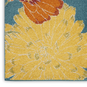 HomeRoots 9' Blue Botanical Leaves Area Rug - Elegant Power Loom Construction for Modern Living Spaces 9' X 12' 555928