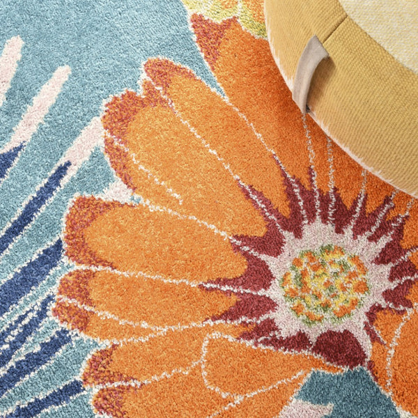 HomeRoots 9' Blue Botanical Leaves Area Rug - Elegant Power Loom Construction for Modern Living Spaces 9' X 12' 555928