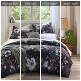 Madison Park Jolene Shabby Chic 3 Piece Cotton Duvet Cover Set MP12-8493 Dark Grey/Plum