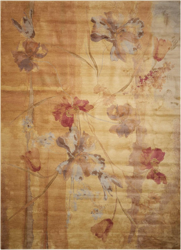 10x13 Beige Floral Area Rug Plush Power Loomed Synthetic Fiber for Living Rooms