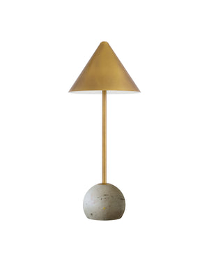 Currey & Company Journey Natural & Brass Cordless Table Lamp: Portable Elegance With Sophisticated Style & Functionality Gold Travertine ,Metal 6700-0014-currey-company