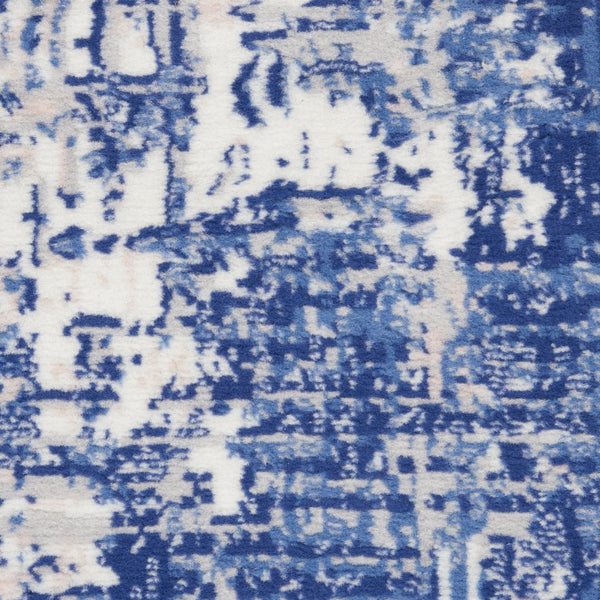 HomeRoots 8' Abstract Distressed Area Rug in Ivory and Blue – Modern, Durable Design for High-Traffic Spaces 8' X 12' 555940