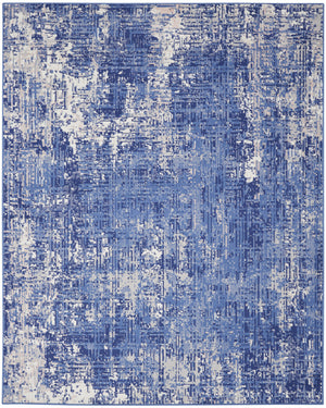 Homeroots 8' X 12' Ivory And Blue Abstract Distressed Area Rug  Polypropylene 555940