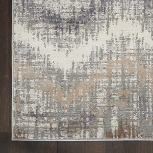 HomeRoots 9' Abstract Area Rug in Ivory, Gray & Brown – Durable, Stain-Resistant Design for Modern Spaces 9' X 12' 555942