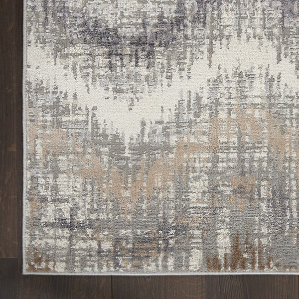 HomeRoots 9' Abstract Area Rug in Ivory, Gray & Brown – Durable, Stain-Resistant Design for Modern Spaces 9' X 12' 555942