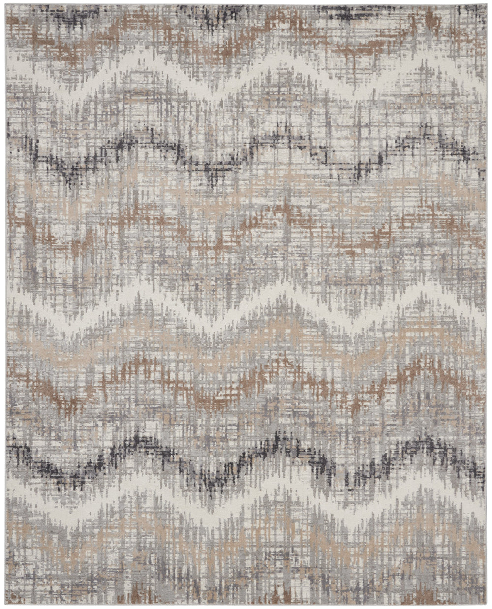 Homeroots 9' X 12' Ivory Gray And Brown Abstract Non Skid Area Rug  Polypropylene 555942
