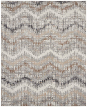 Homeroots 9' X 12' Ivory Gray And Brown Abstract Non Skid Area Rug  Polypropylene 555942