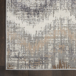 Homeroots 9' X 12' Ivory Gray And Brown Abstract Non Skid Area Rug  Polypropylene 555942