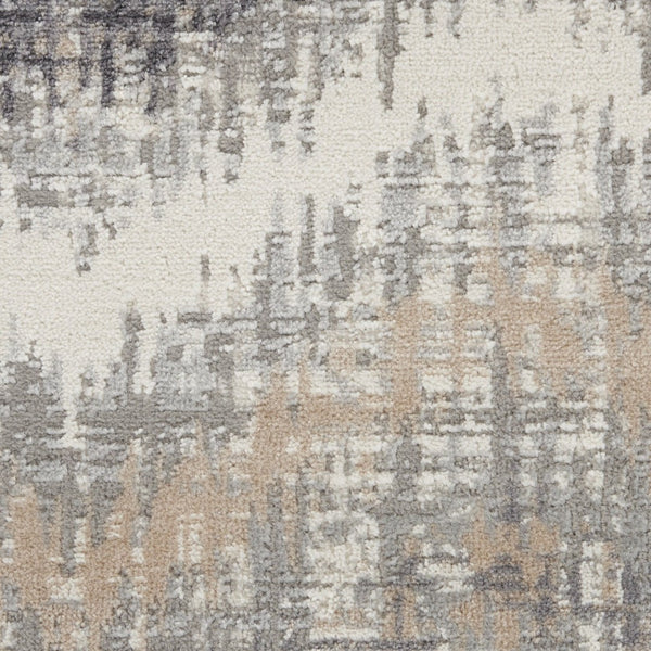 HomeRoots 9' Abstract Area Rug in Ivory, Gray & Brown – Durable, Stain-Resistant Design for Modern Spaces 9' X 12' 555942