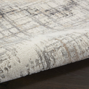 HomeRoots 9' Abstract Area Rug in Ivory, Gray & Brown – Durable, Stain-Resistant Design for Modern Spaces 9' X 12' 555942
