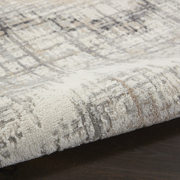 HomeRoots 9' Abstract Area Rug in Ivory, Gray & Brown – Durable, Stain-Resistant Design for Modern Spaces 9' X 12' 555942