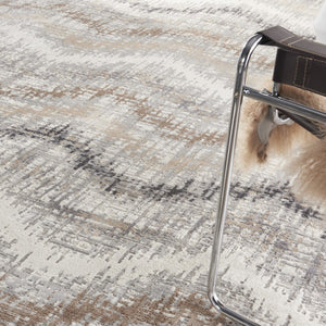 HomeRoots 9' Abstract Area Rug in Ivory, Gray & Brown – Durable, Stain-Resistant Design for Modern Spaces 9' X 12' 555942