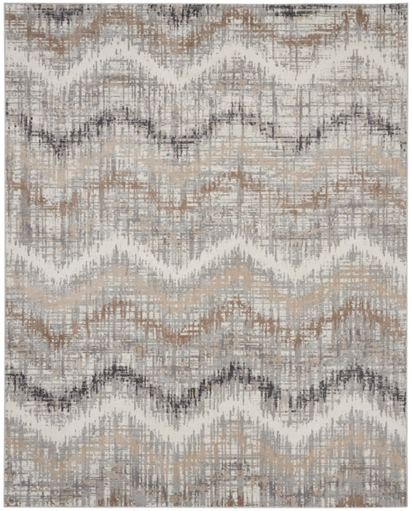 HomeRoots 9' Abstract Area Rug in Ivory, Gray & Brown – Durable, Stain-Resistant Design for Modern Spaces 9' X 12' 555942