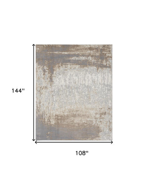Homeroots 9' X 12' Gray And Ivory Abstract Non Skid Area Rug  Polypropylene 555943