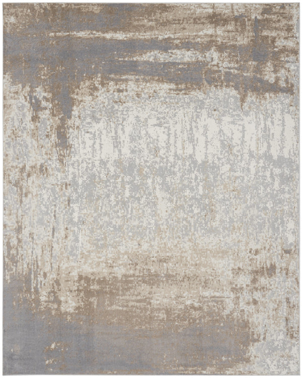 Homeroots 9' X 12' Gray And Ivory Abstract Non Skid Area Rug  Polypropylene 555943