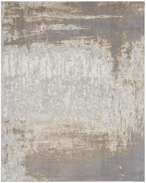 Homeroots 9' X 12' Gray And Ivory Abstract Non Skid Area Rug  Polypropylene 555943
