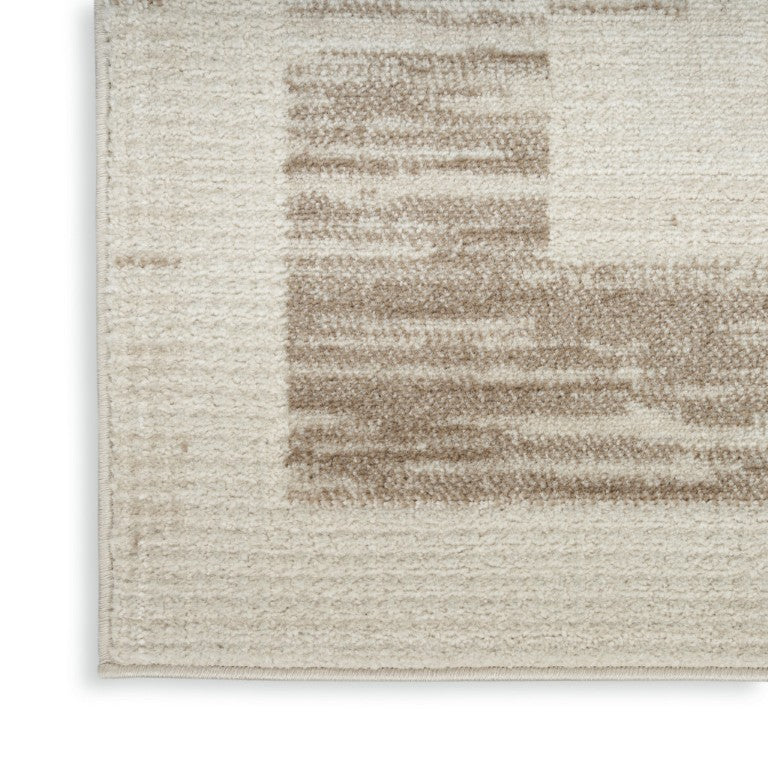 HomeRoots Brown Geometric Area Rug Low Pile Polyester Mid-century Modern Style for Living Rooms 9' x 12' 555944