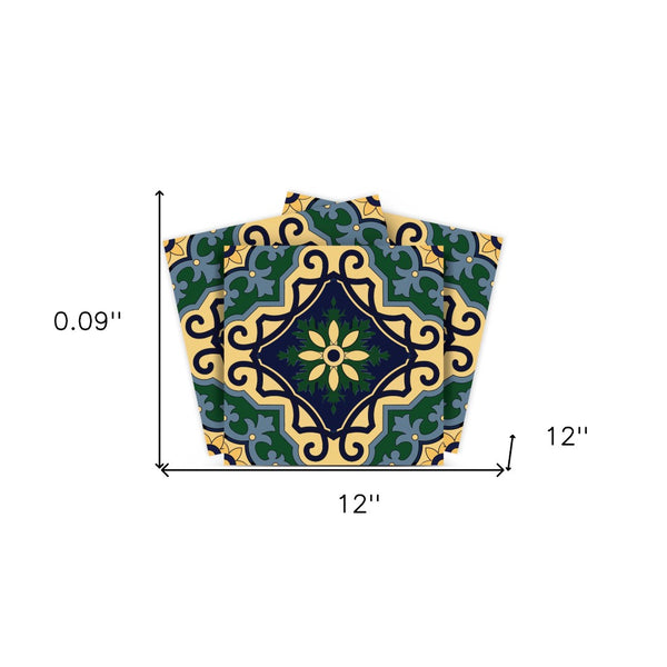 Homeroots 12" Agean Blue And Green Peel And Stick Tiles - Easy Diy Décor For Stylish Home Transformations! 12" X 12" Vinyl 555954