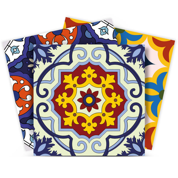 Homeroots 12" Blue And Yellow Mosaic Peel And Stick Tiles – Vibrant, Removable Decor For Effortless Makeovers! 12" X 12" Vinyl 555956