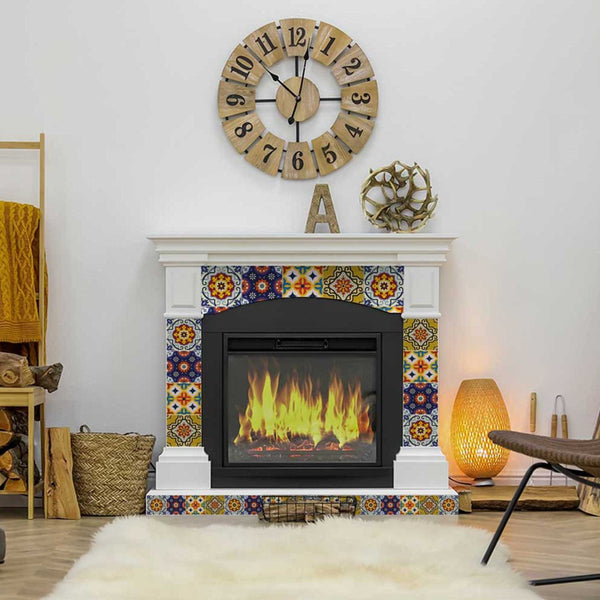 Homeroots 12" Blue And Yellow Mosaic Peel And Stick Tiles – Vibrant, Removable Decor For Effortless Makeovers! 12" X 12" Vinyl 555956