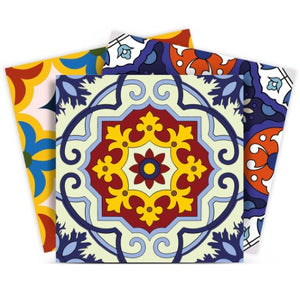 Homeroots 12" Blue And Yellow Mosaic Peel And Stick Tiles – Vibrant, Removable Decor For Effortless Makeovers! 12" X 12" Vinyl 555956