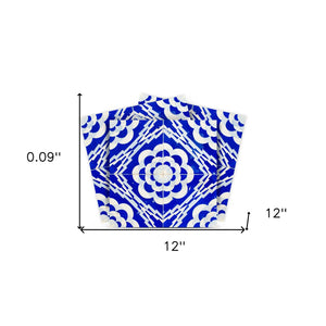 Homeroots 12" Blue And White Gerbera Peel And Stick Removable Tiles - Vibrant Decor For Easy Home Makeovers! 12" X 12" Vinyl 555958