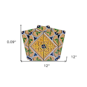 Homeroots 12" X 12" Yellow Blue Provence Peel And Stick Removable Tiles For Effortless Home Decor Makeover 12" X 12" Vinyl 555959