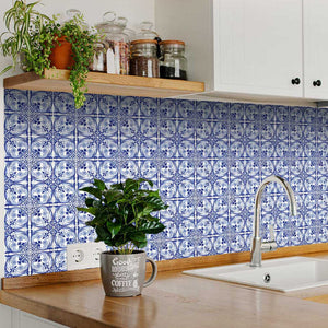 Homeroots 12" Blue Cloud Peel And Stick Tiles - Versatile Decor For Home Makeovers, Easy To Apply & Remove! 12" X 12" Vinyl 555960