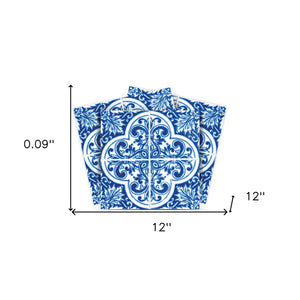 Homeroots 12" Blue And White Cross Peel And Stick Tiles - Easy Diy Home Decor For Stylish Room Transformations 12" X 12" Vinyl 555962