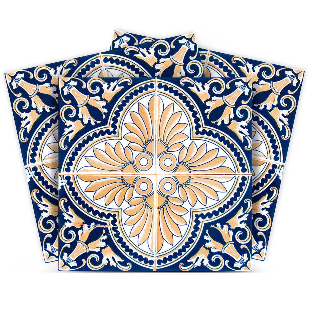 Homeroots 12" X 12" Blue And Yellow Nelly Peel And Stick Tiles - Fun, Removable Decor For Colorful Spaces! 12" X 12" Vinyl 555963