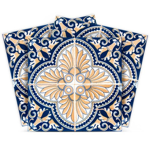 Homeroots 12" X 12" Blue And Yellow Nelly Peel And Stick Tiles - Fun, Removable Decor For Colorful Spaces! 12" X 12" Vinyl 555963