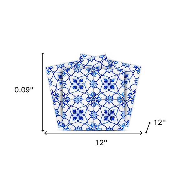 Homeroots 12" Blue Micro Peel And Stick Removable Tiles - Vibrant, Easy-to-apply Decor For Any Room Makeover! 12" X 12" Vinyl 555964