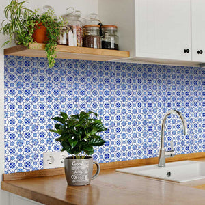 Homeroots 12" Blue Micro Peel And Stick Removable Tiles - Vibrant, Easy-to-apply Decor For Any Room Makeover! 12" X 12" Vinyl 555964
