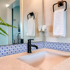 Homeroots 12" Blue Micro Peel And Stick Removable Tiles - Vibrant, Easy-to-apply Decor For Any Room Makeover! 12" X 12" Vinyl 555964