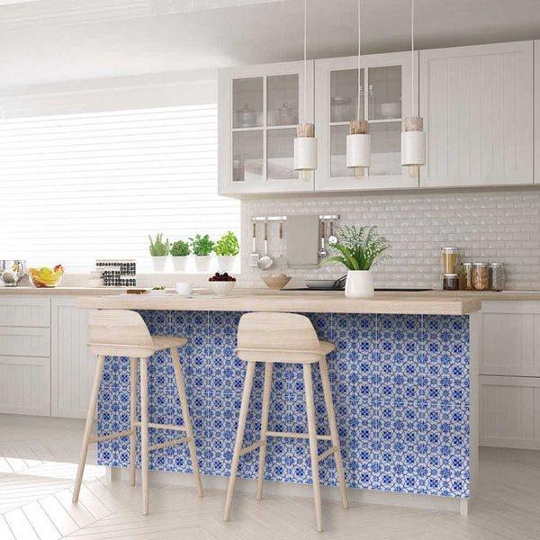 Homeroots 12" Blue Micro Peel And Stick Removable Tiles - Vibrant, Easy-to-apply Decor For Any Room Makeover! 12" X 12" Vinyl 555964