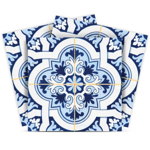 Homeroots 12" Blue Mia Peel And Stick Removable Tiles - Colorful, Easy-to-apply Décor For Any Room Makeover! 12" X 12" Vinyl 555965