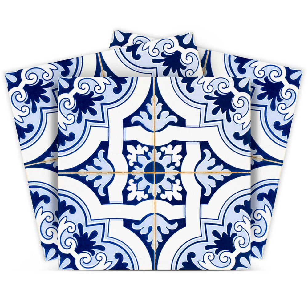 Homeroots 12" Blue Mia Gia Peel And Stick Removable Tiles – Colorful, Easy-to-apply Décor For Any Room! 12" X 12" Vinyl 555966