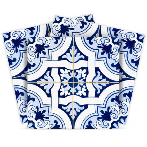 Homeroots 12" Blue Mia Gia Peel And Stick Removable Tiles – Colorful, Easy-to-apply Décor For Any Room! 12" X 12" Vinyl 555966