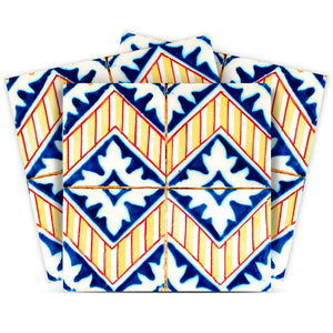 Homeroots 12" Blue Yellow Zig Peel And Stick Tiles - Vibrant, Removable Décor For Instant Home Makeover! 12" X 12" Vinyl 555968