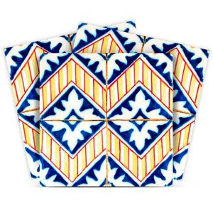 Homeroots 12" Blue Yellow Zig Peel And Stick Tiles - Vibrant, Removable Décor For Instant Home Makeover! 12" X 12" Vinyl 555968