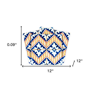 Homeroots 12" Blue Yellow Zig Peel And Stick Tiles - Vibrant, Removable Décor For Instant Home Makeover! 12" X 12" Vinyl 555968