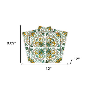 Homeroots 12" Green Yellow Melo Peel And Stick Tiles - Vibrant, Easy-to-apply Décor For Home Makeovers! 12" X 12" Vinyl 555969